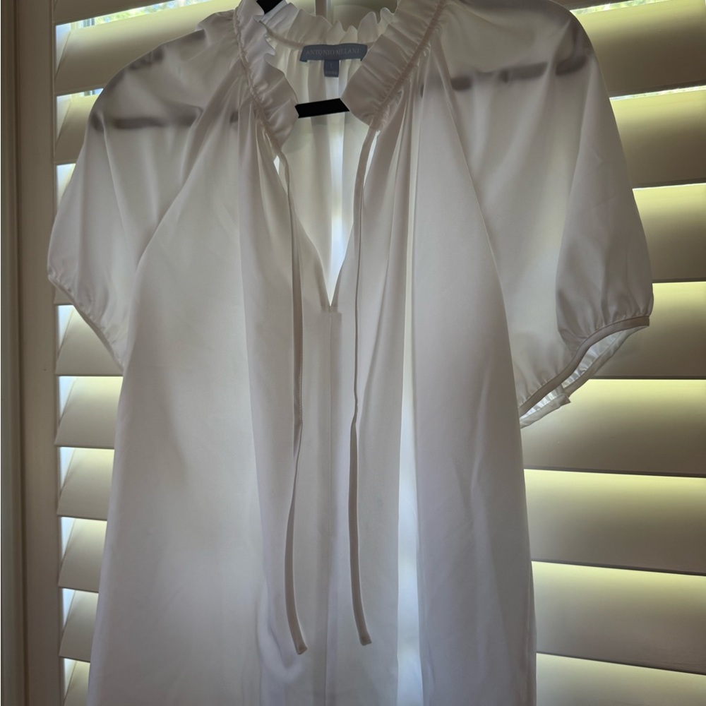 ANTONIO MELANI White Tie-Neck Blouse